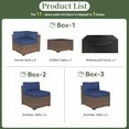 11 Piece Patio Furniture Set Wicker Rattan Patio Conversation Set Outdoor Sectional Sofa Set with Coffee Table and 4” Thickened Cushions, Blue(Waterproof Cover Included)