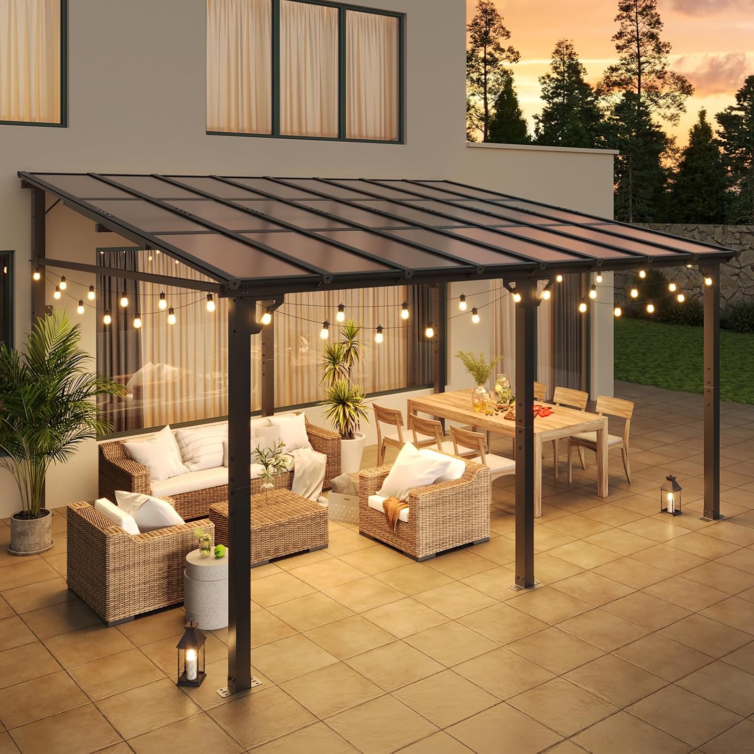 Polycarbonate Wall Mounted Lean To Gazebo