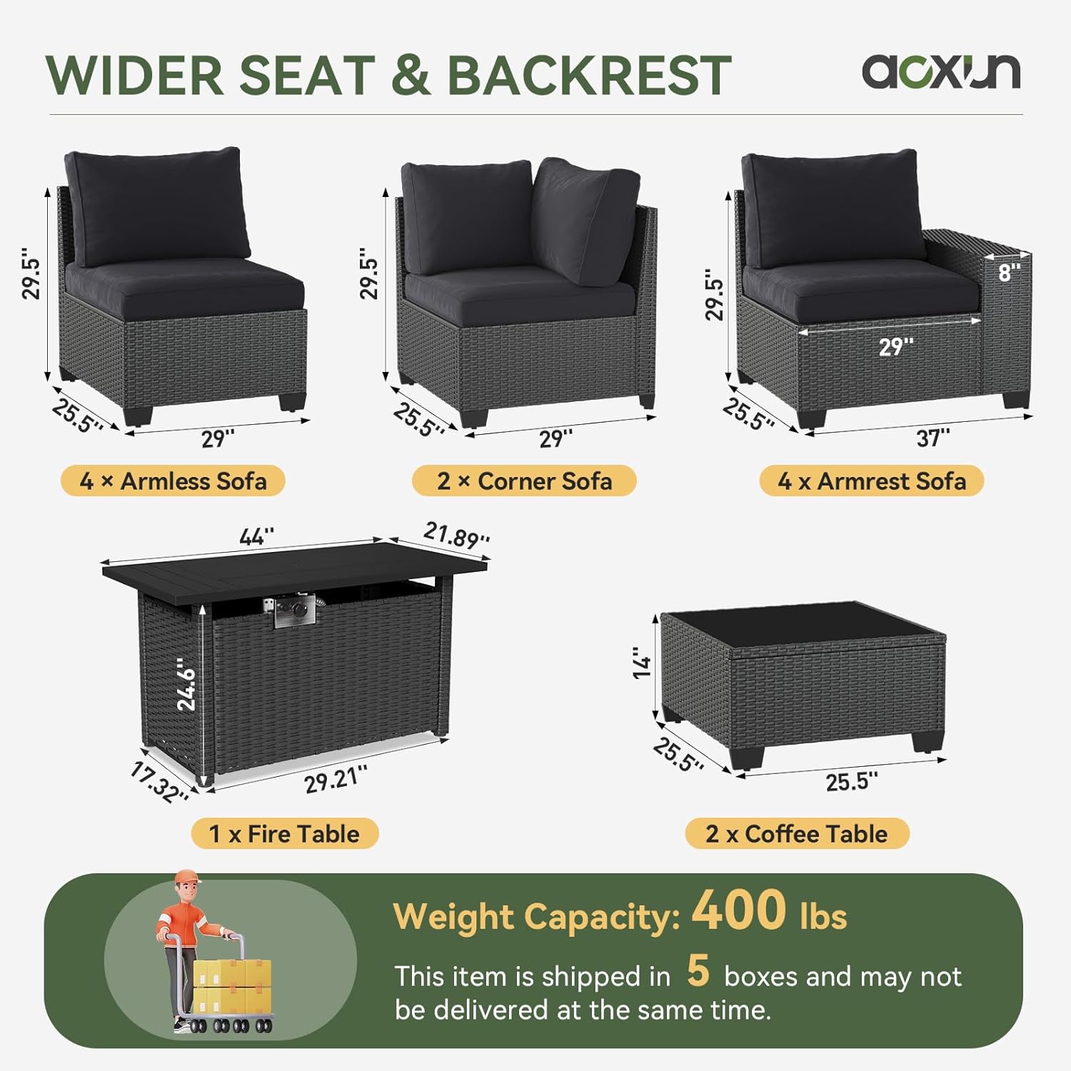 Patio Furniture Set 6 Pcs7Pcs/w Firepit9 Pcs Sofa