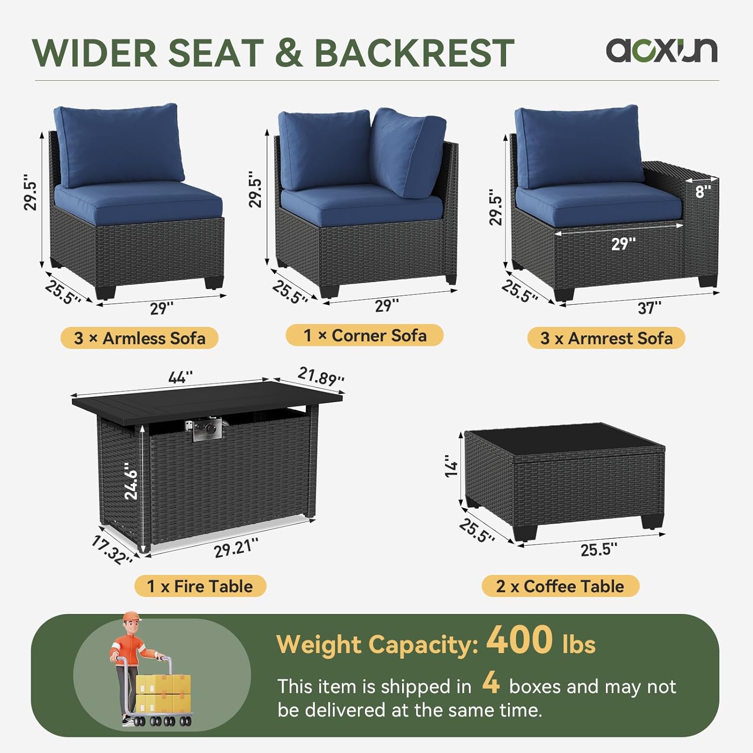 Patio Furniture Set 6 Pcs7Pcs/w Firepit9 Pcs Sofa