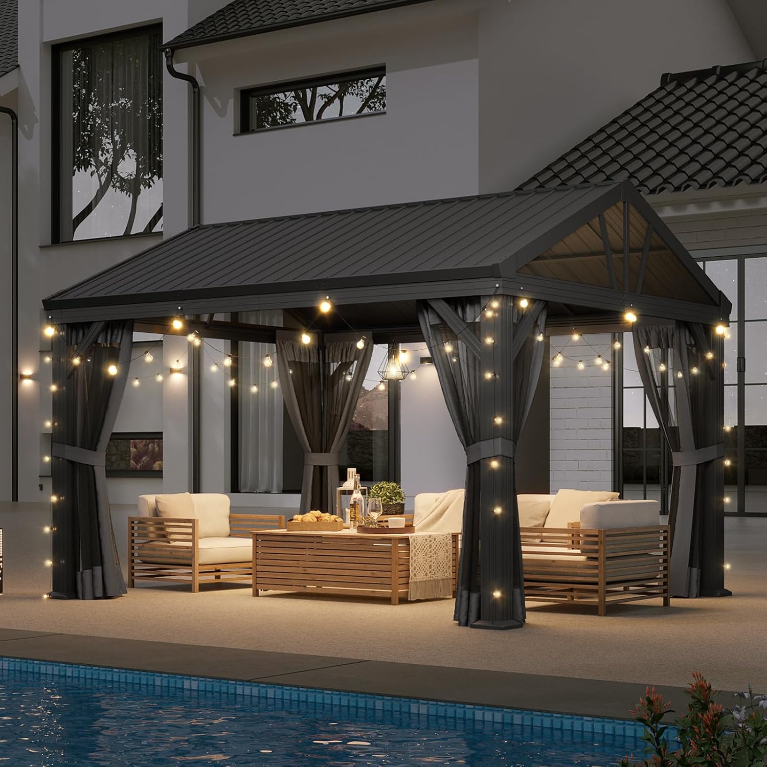 10' x 12' Aluminum Pavilion Gazebo with Gable Roof