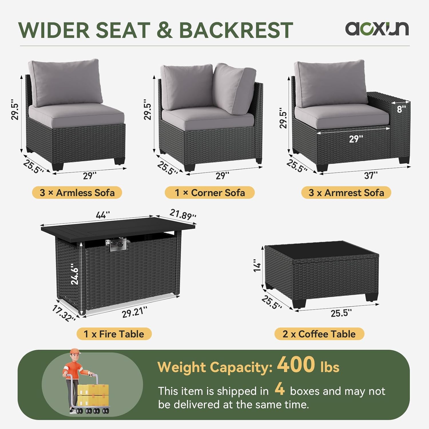 Patio Furniture Set 6 Pcs7Pcs/w Firepit9 Pcs Sofa