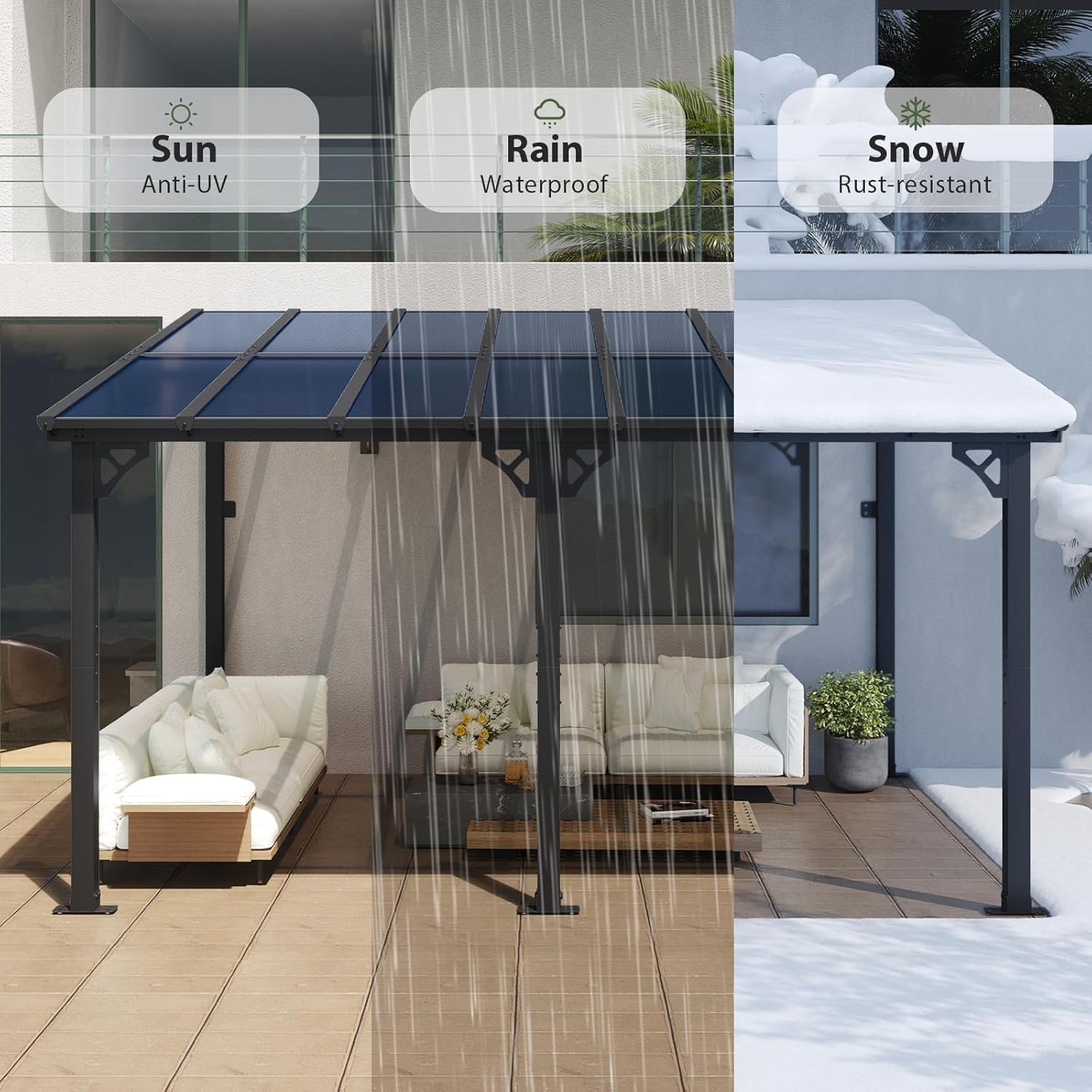 Polycarbonate Wall Mounted Lean To Gazebo