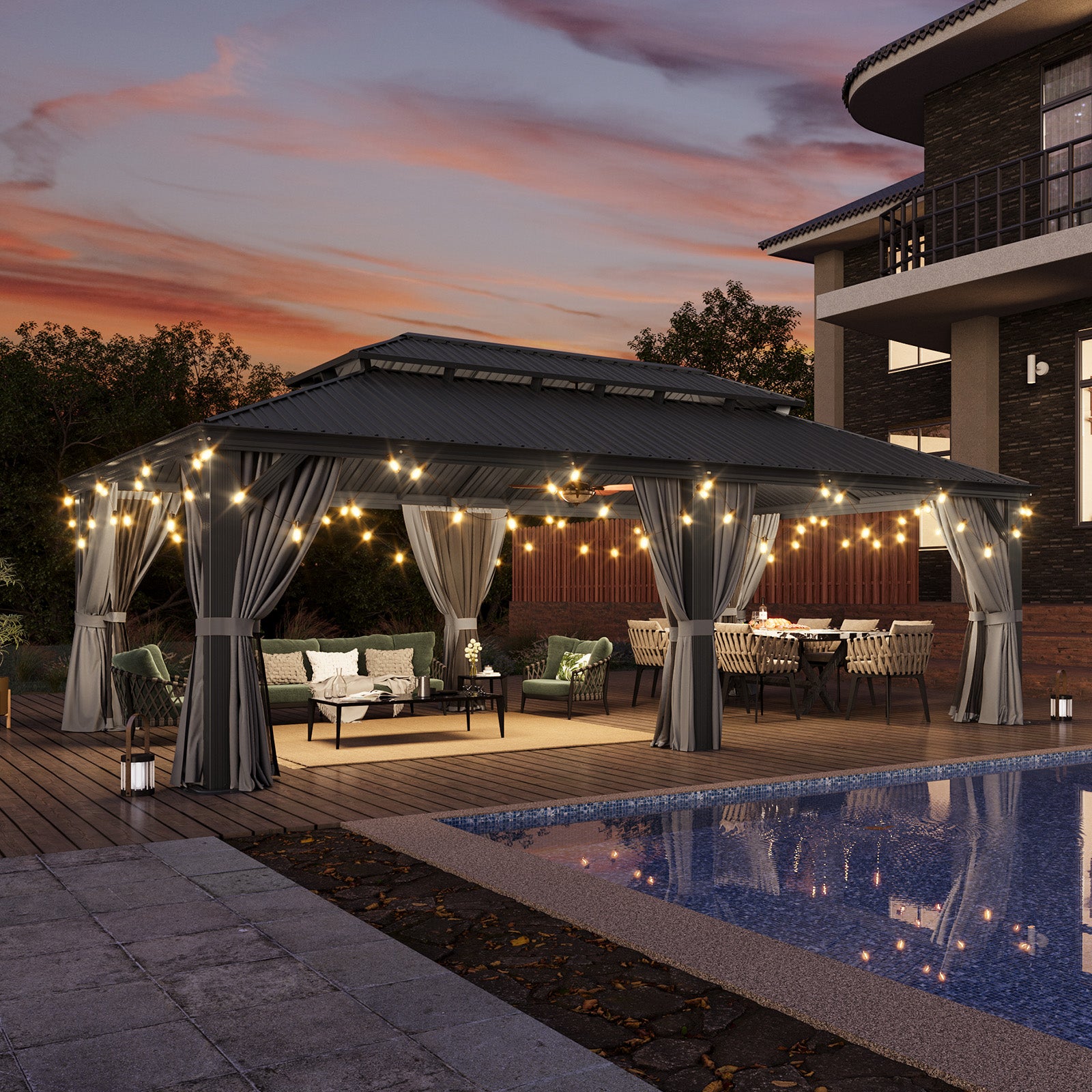 Hardtop Aluminum Gazebo with Rain Gutter
