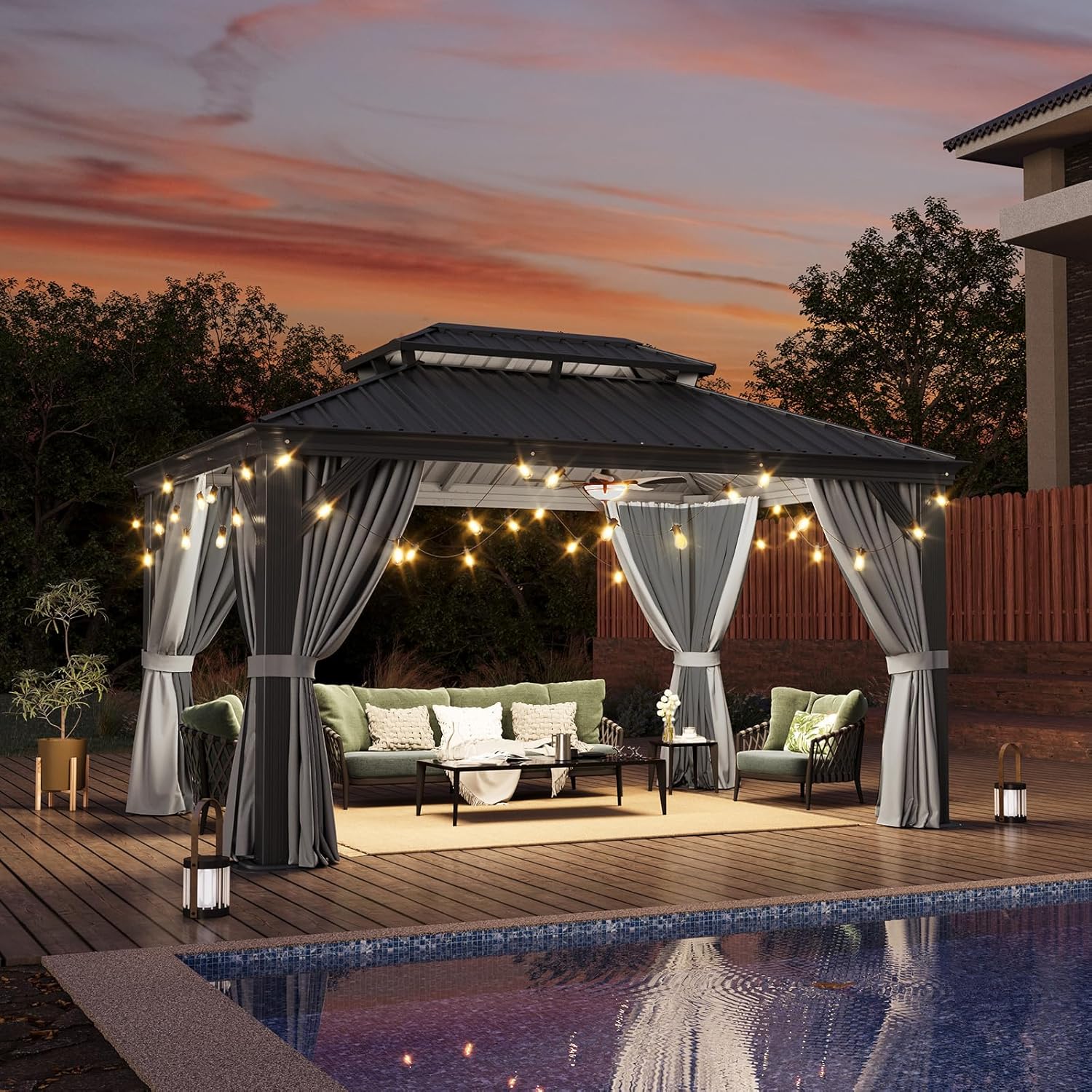 Hardtop Aluminum Gazebo with Rain Gutter