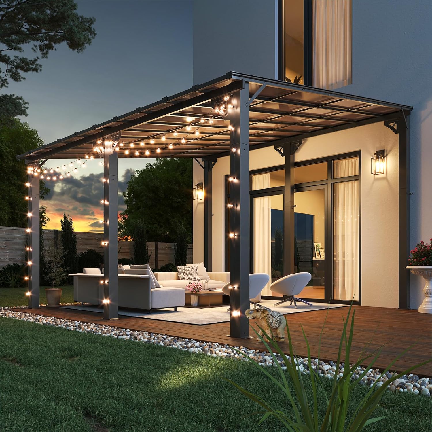 Polycarbonate Wall Mounted Lean To Gazebo