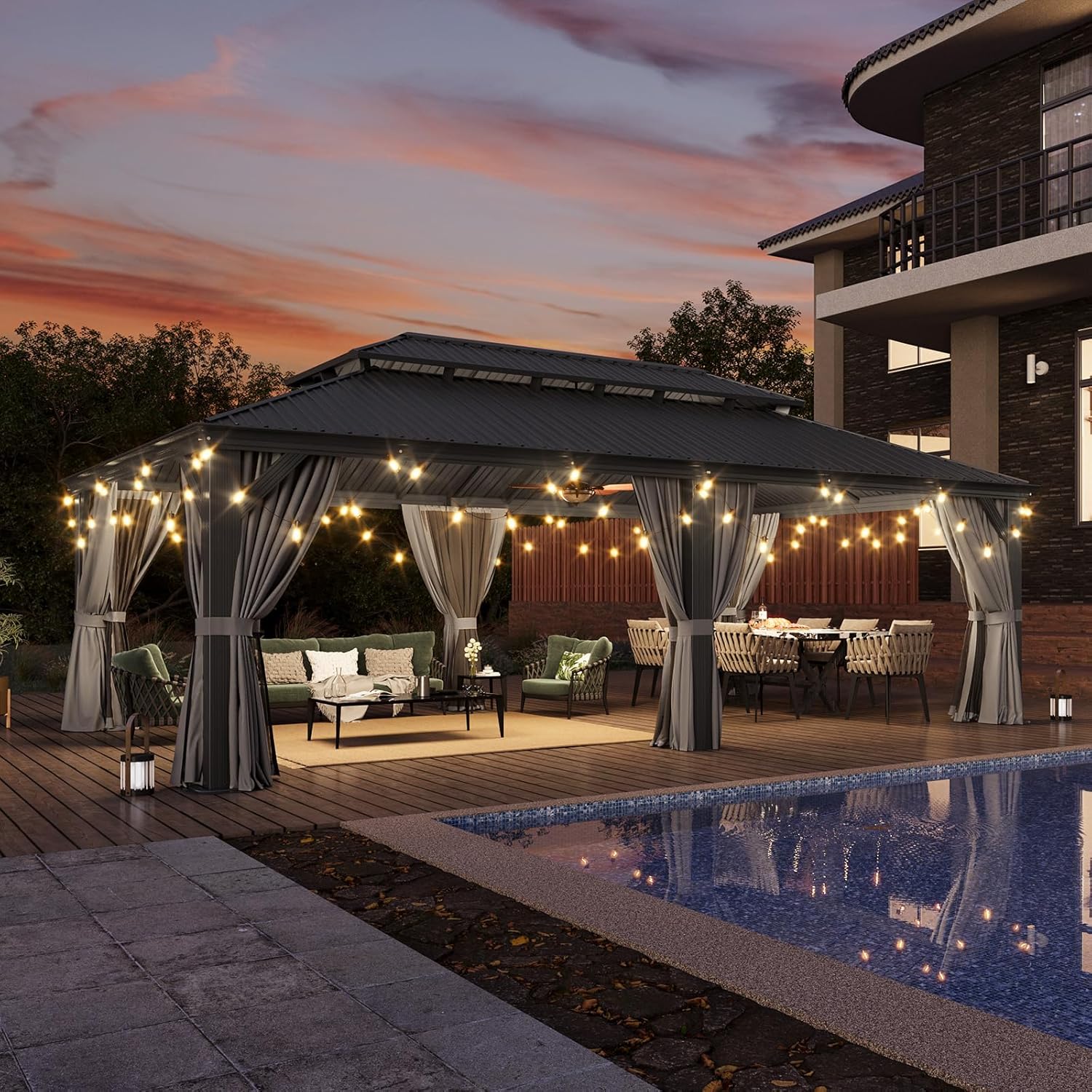 Hardtop Aluminum Gazebo with Rain Gutter