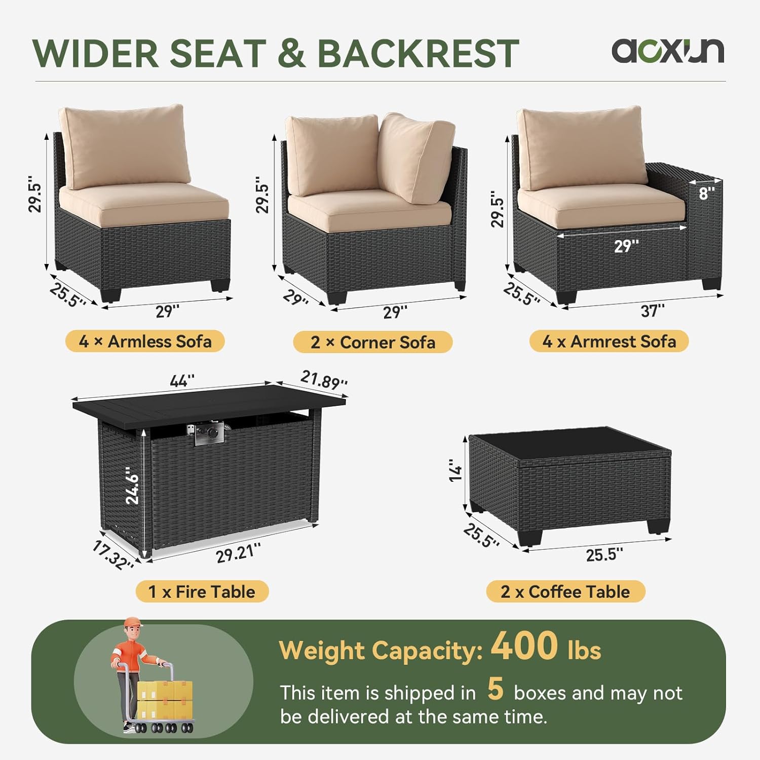 Patio Furniture Set 6 Pcs7Pcs/w Firepit9 Pcs Sofa