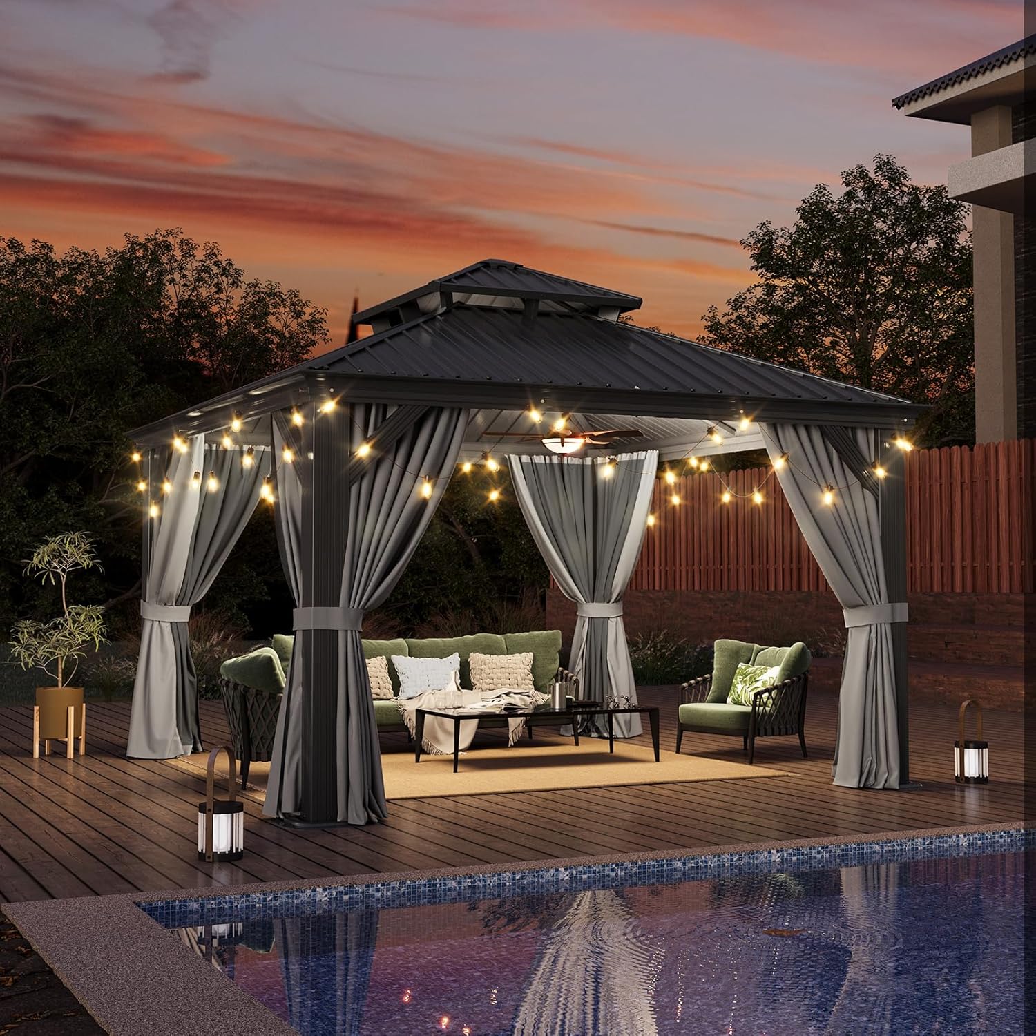 Hardtop Aluminum Gazebo with Rain Gutter