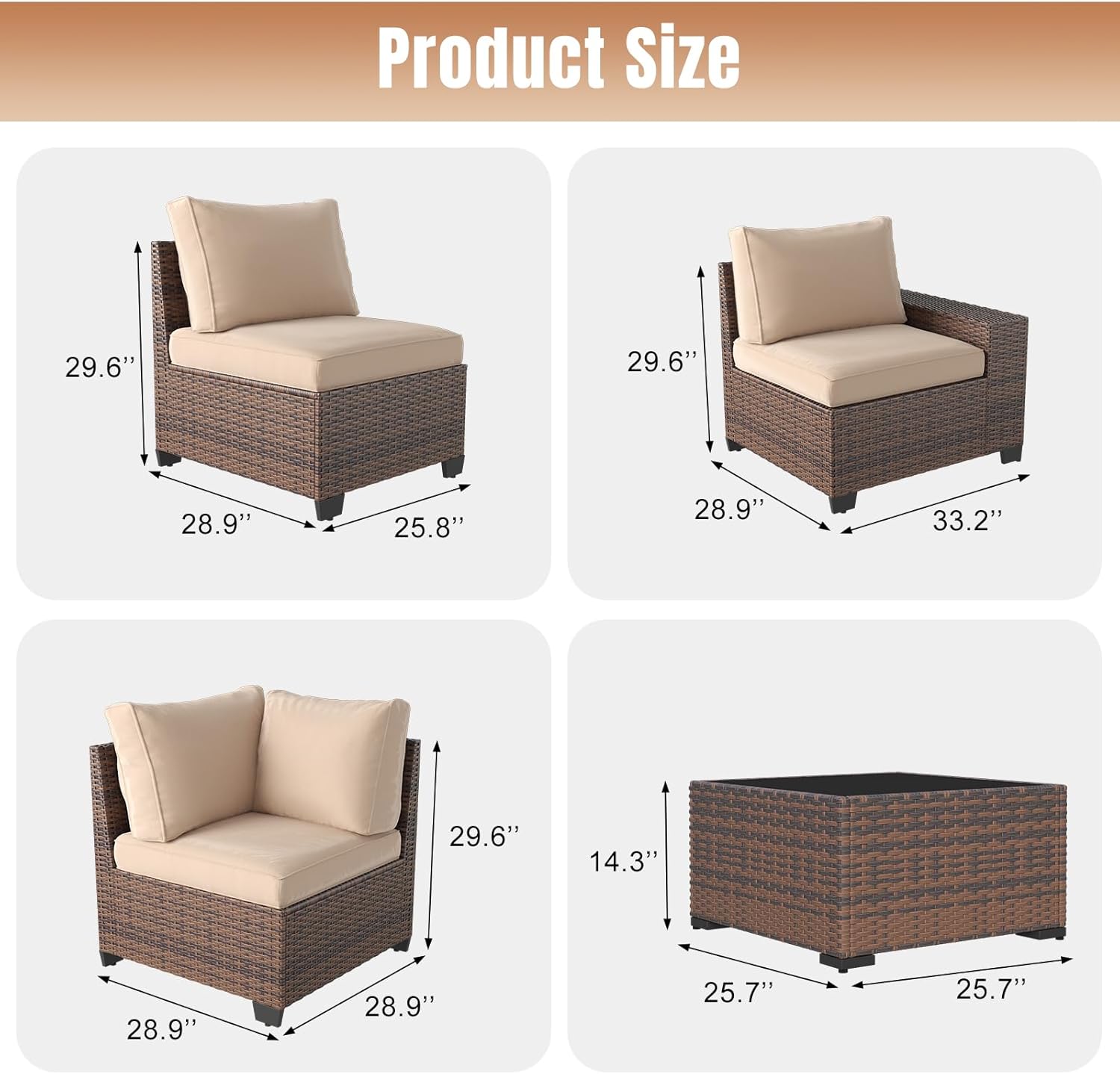 Aoxun 6 Pieces/7 Pieces Patio Furniture Set