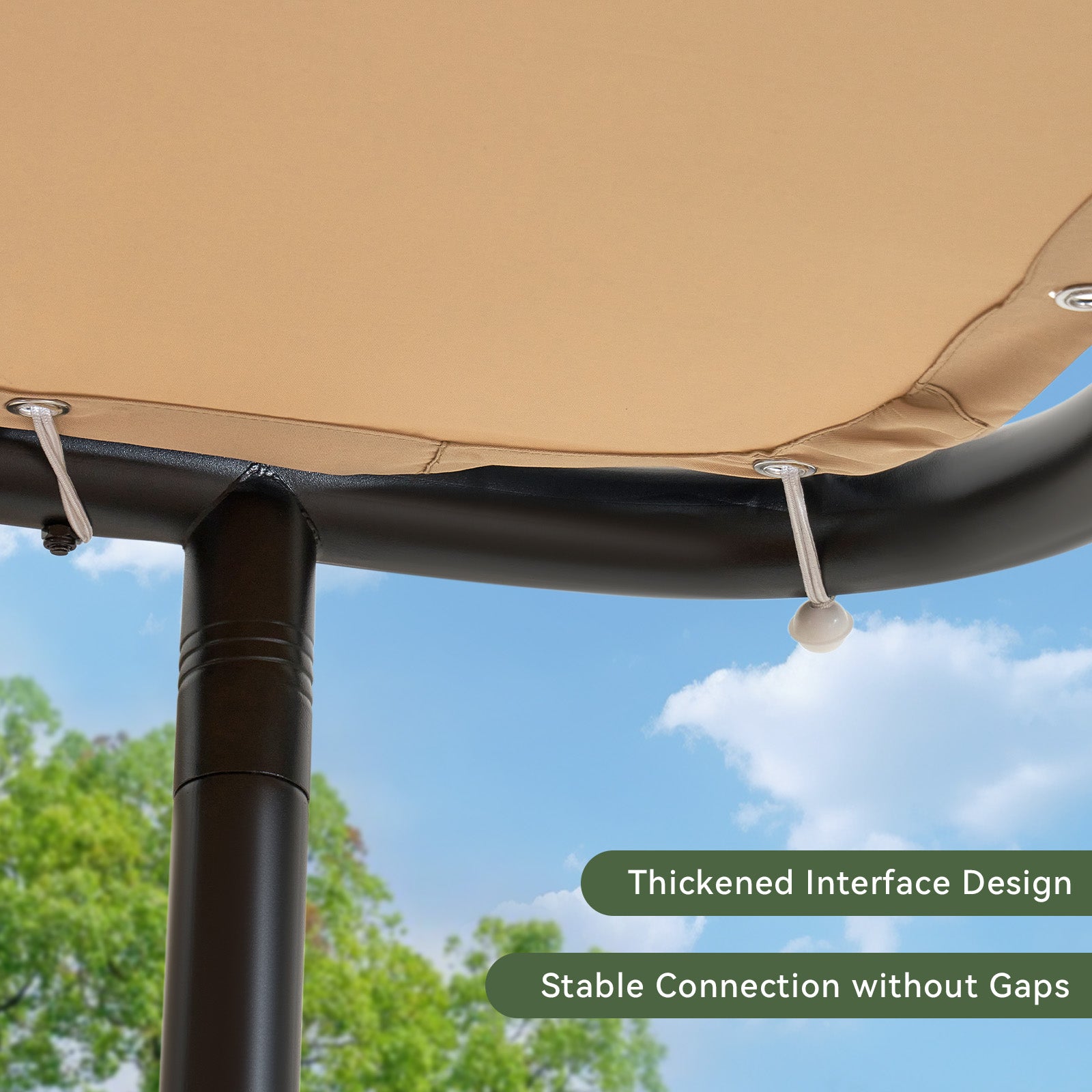 Aoxun 8x5 Lean to Gazebo Outdoor Pergola with Water Resistant & UV-Resistant, Wall-Mounted Canopy with Sloped Roof for Backyard, Deck, Patio or Garden Khaki