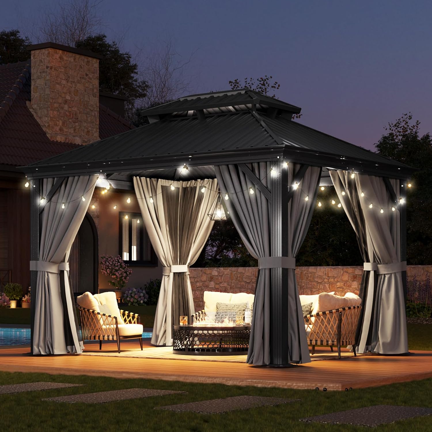 Hardtop Aluminum Gazebo with Rain Gutter