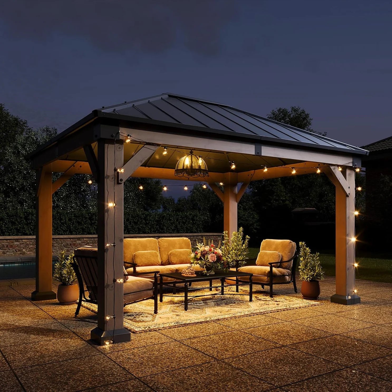 AOXUN Cedar Wooden Gazebo