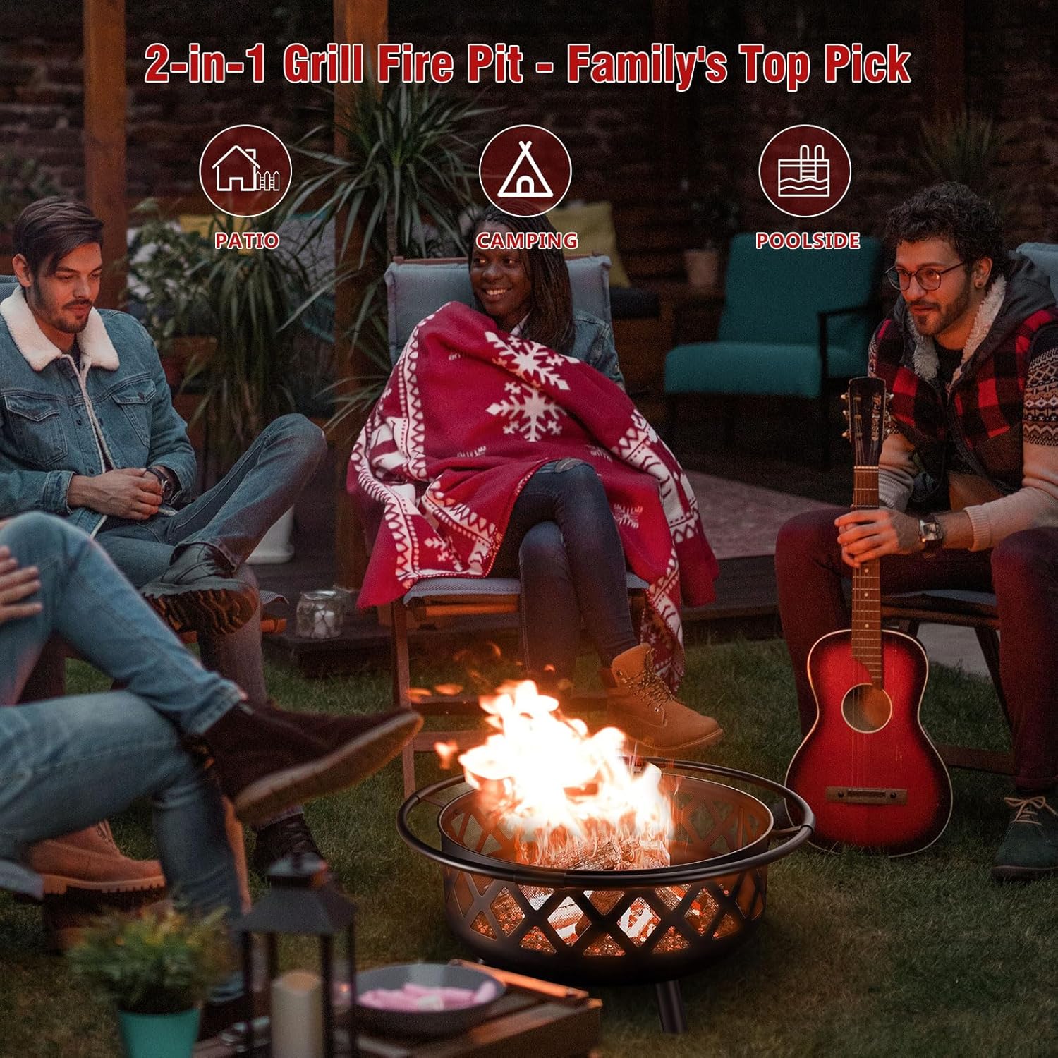 Fire Pit with Cooking Grate Grill