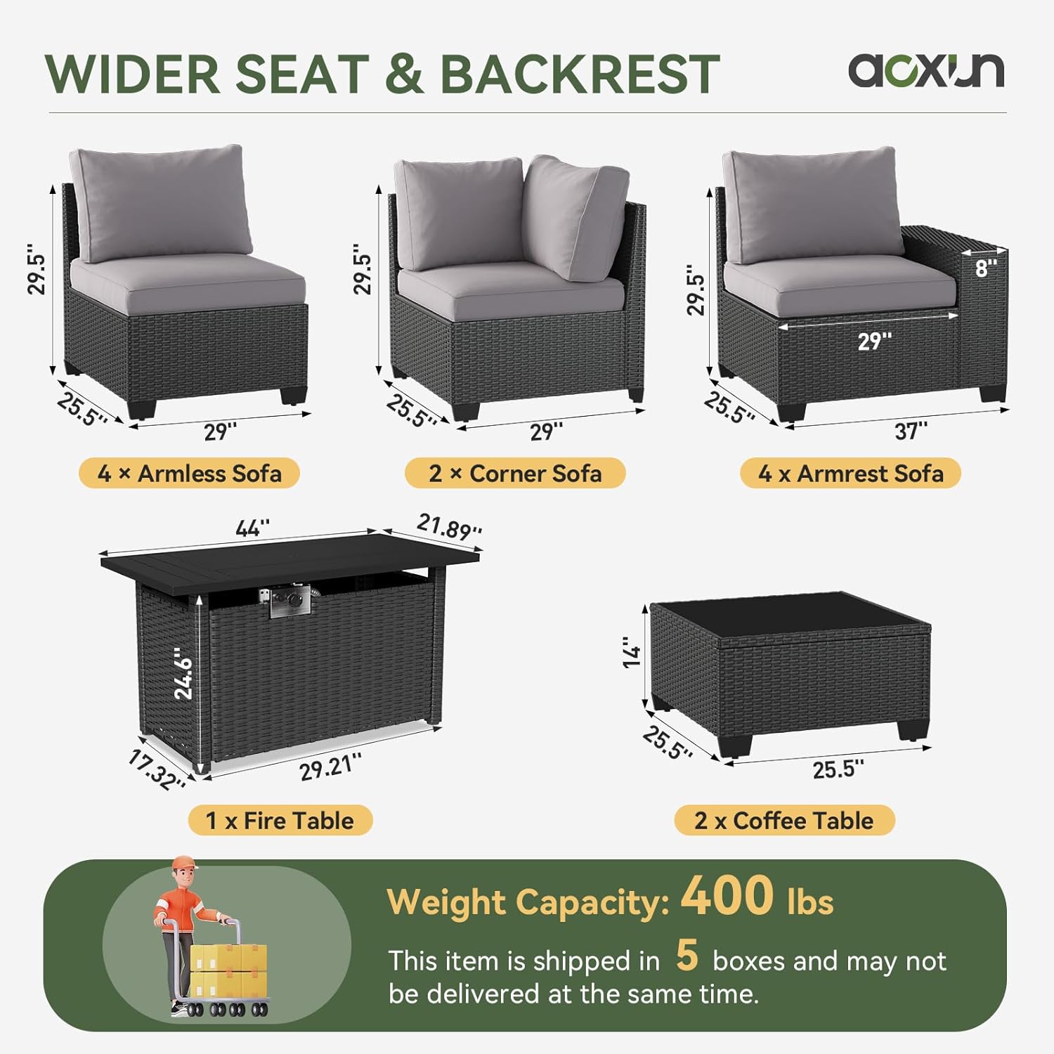 Patio Furniture Set 6 Pcs7Pcs/w Firepit9 Pcs Sofa