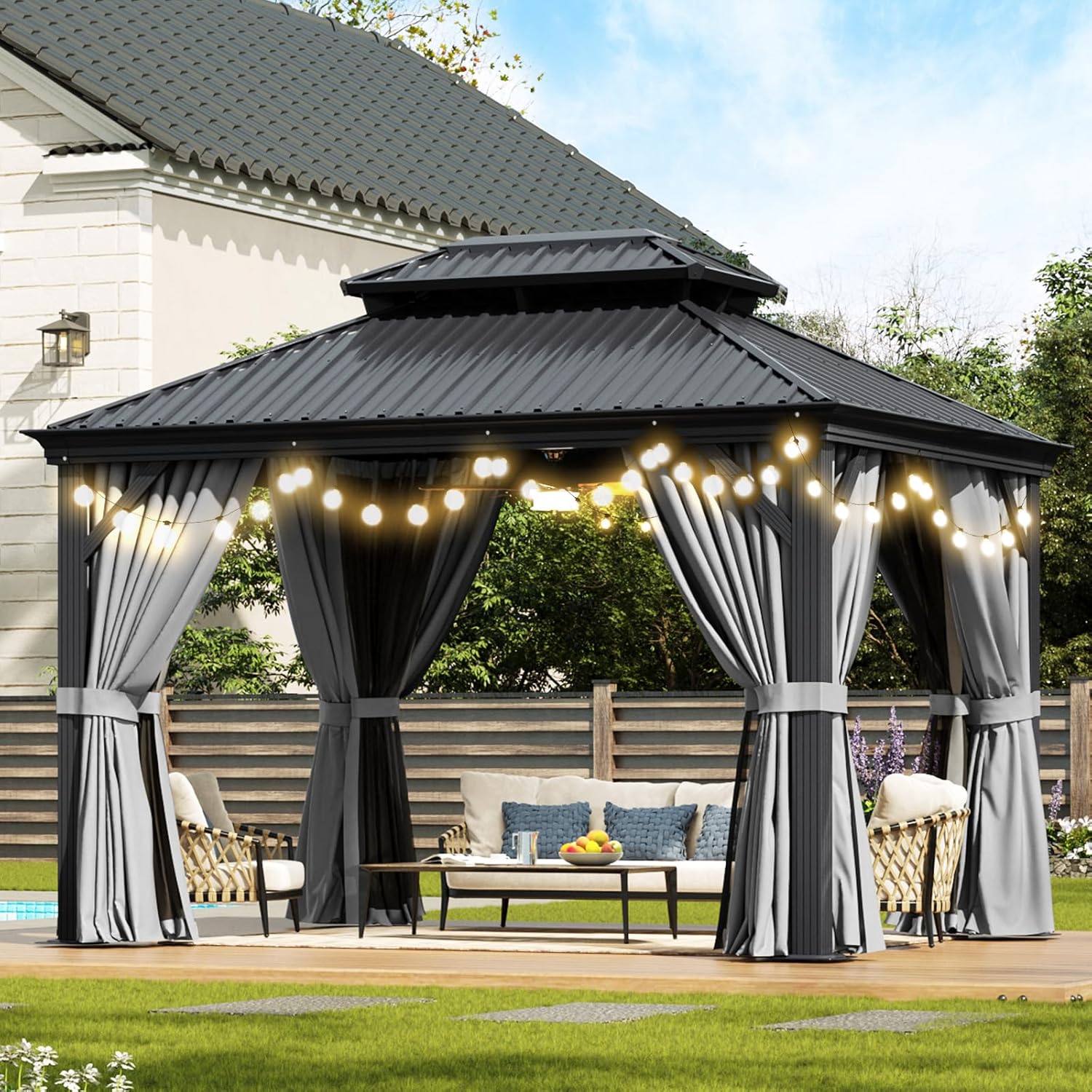 Hardtop Aluminum Gazebo with Rain Gutter