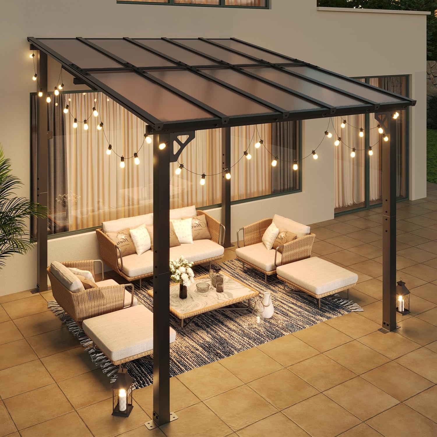 Polycarbonate Wall Mounted Lean To Gazebo