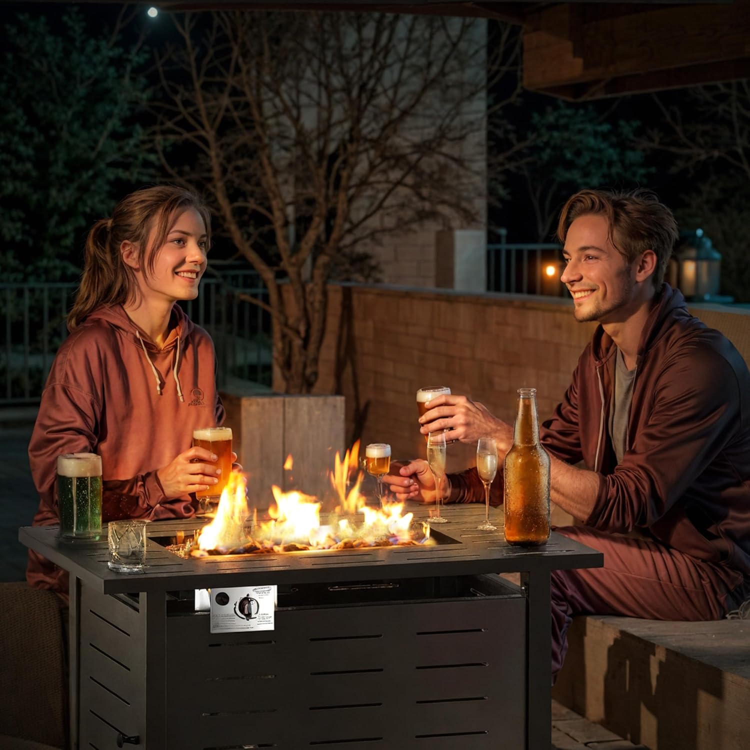 Steel Propane Fire Pit Table, 50,000 BTU