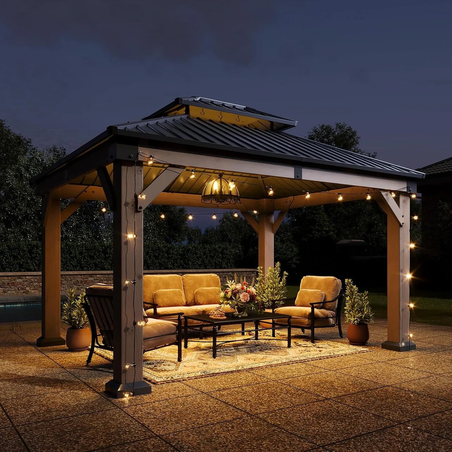 AOXUN Cedar Wooden Gazebo