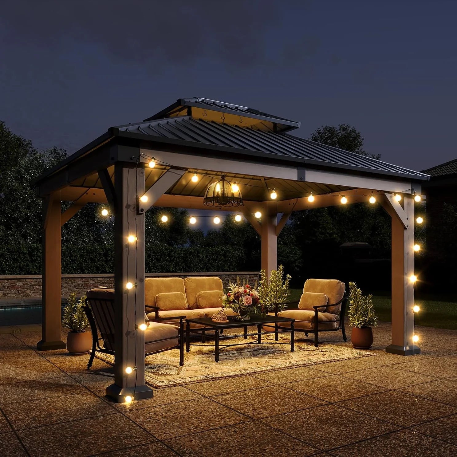 AOXUN Cedar Wooden Gazebo