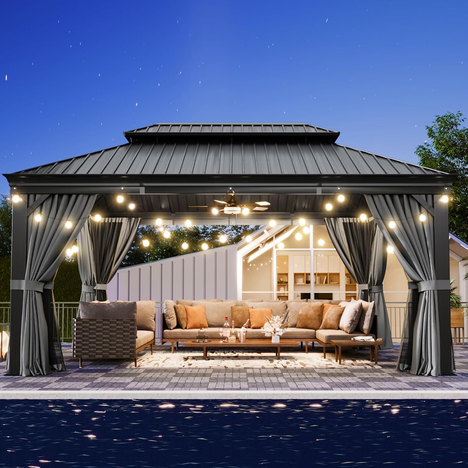 Hardtop Aluminum Gazebo with Rain Gutter