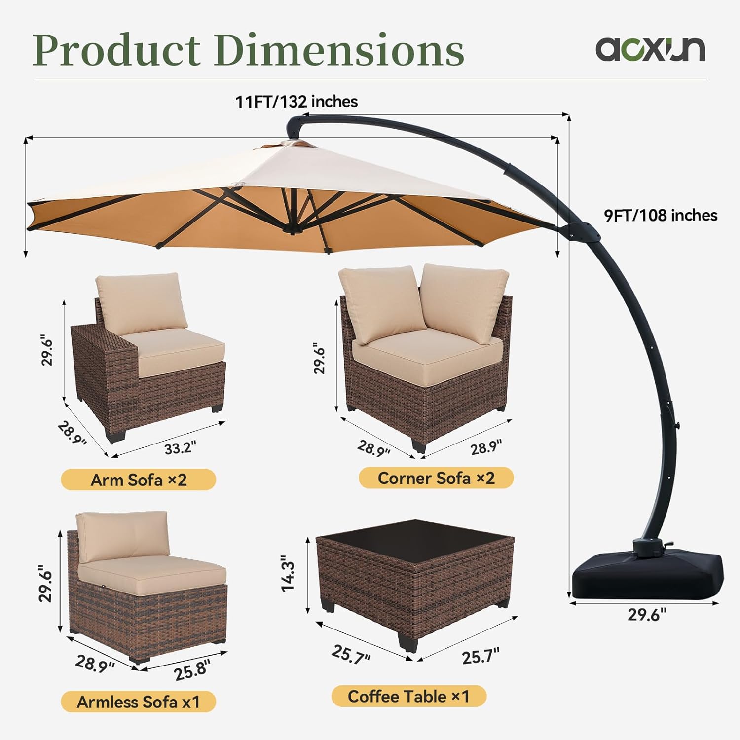 Aoxun 6 Pieces/7 Pieces Patio Furniture Set