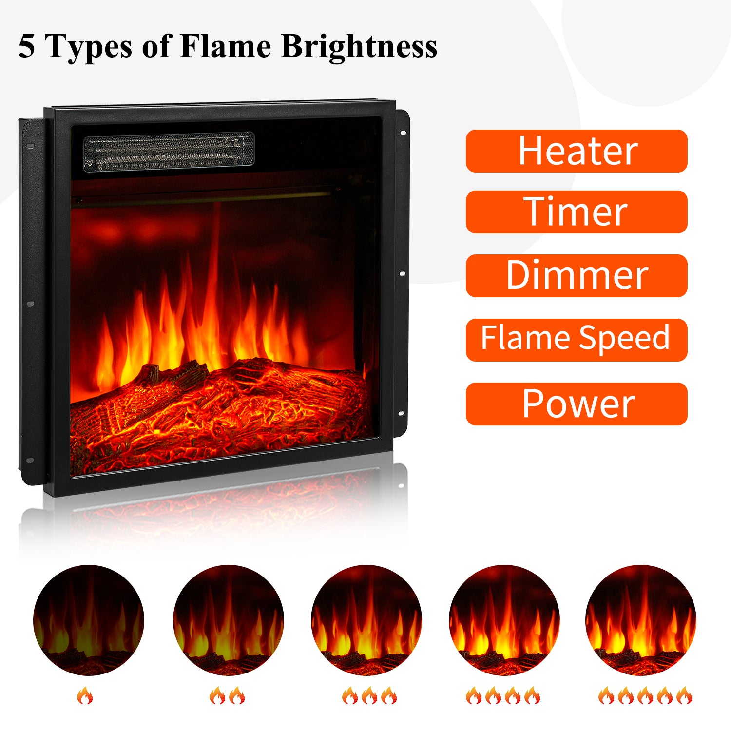 58" TV Stand with Fireplace, Grass Shelves, up to 65" TVs, White