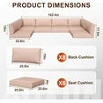 Aoxun Outdoor Replacement Cushions for Patio Furniture, Deep Seat Outdoor Cushions for 6-Seat Wicker Sectional, 14-Piece Water-Repellent Cushion for L-Shape Couch