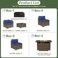 12 Piece Patio Furniture Set with 44” Fire Pit Table Wicker Rattan Outdoor Sectional Sofa Set with Coffee Table and 4” Thickened Cushions, Blue (Waterproof Cover Included)