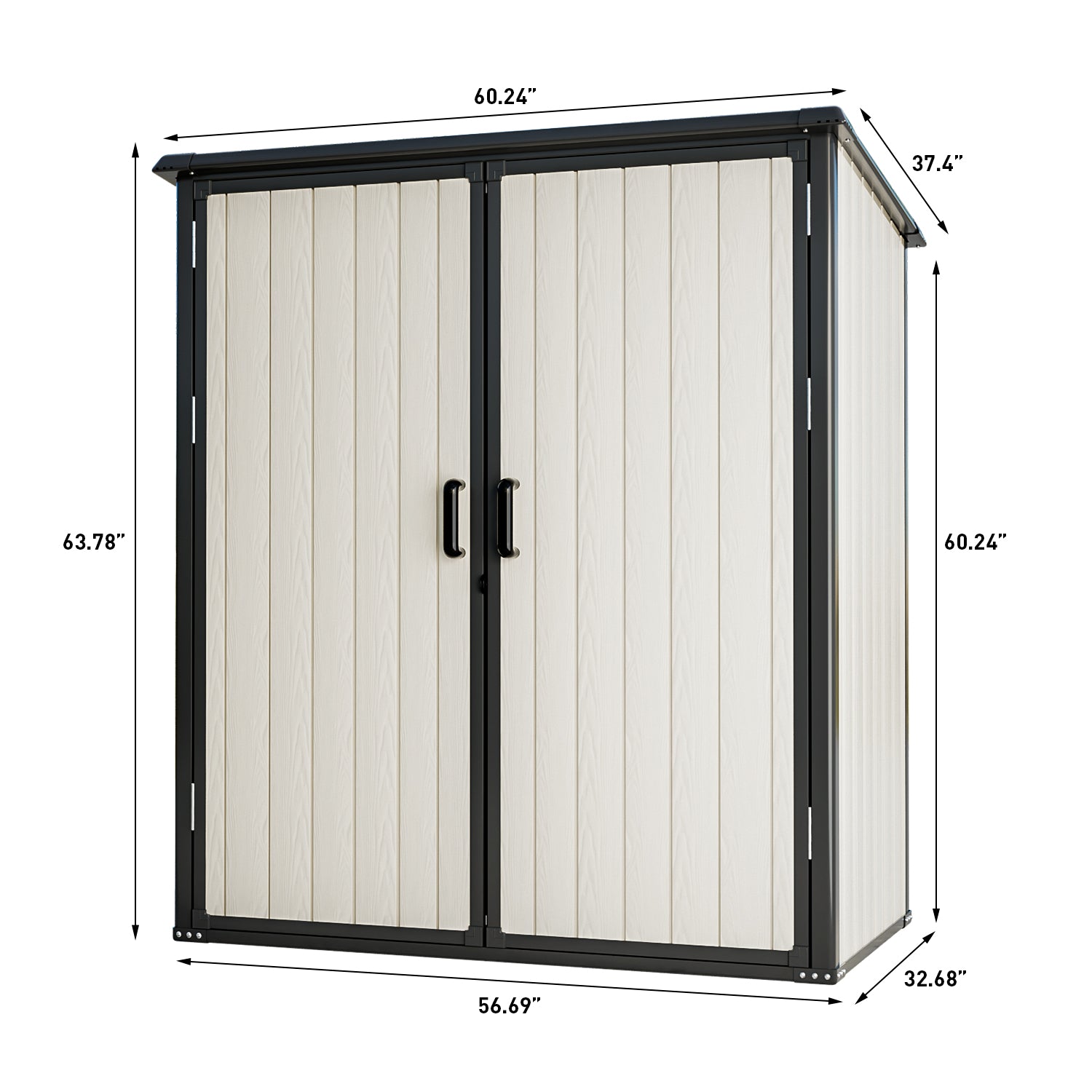 Aoxun 4.7’ x 2.7’ Resin Outdoor Storage Shed, with Lockable door, with Reinforced Floor, Waterproof, All-Weather for Backyard, Patio, Beige & Black