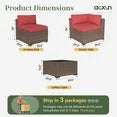 10 Piece Patio Furniture Set Wicker Rattan Patio Conversation Set Outdoor Sectional Sofa Set with Coffee Table and 4” Thickened Cushions, Red (Waterproof Cover Included)