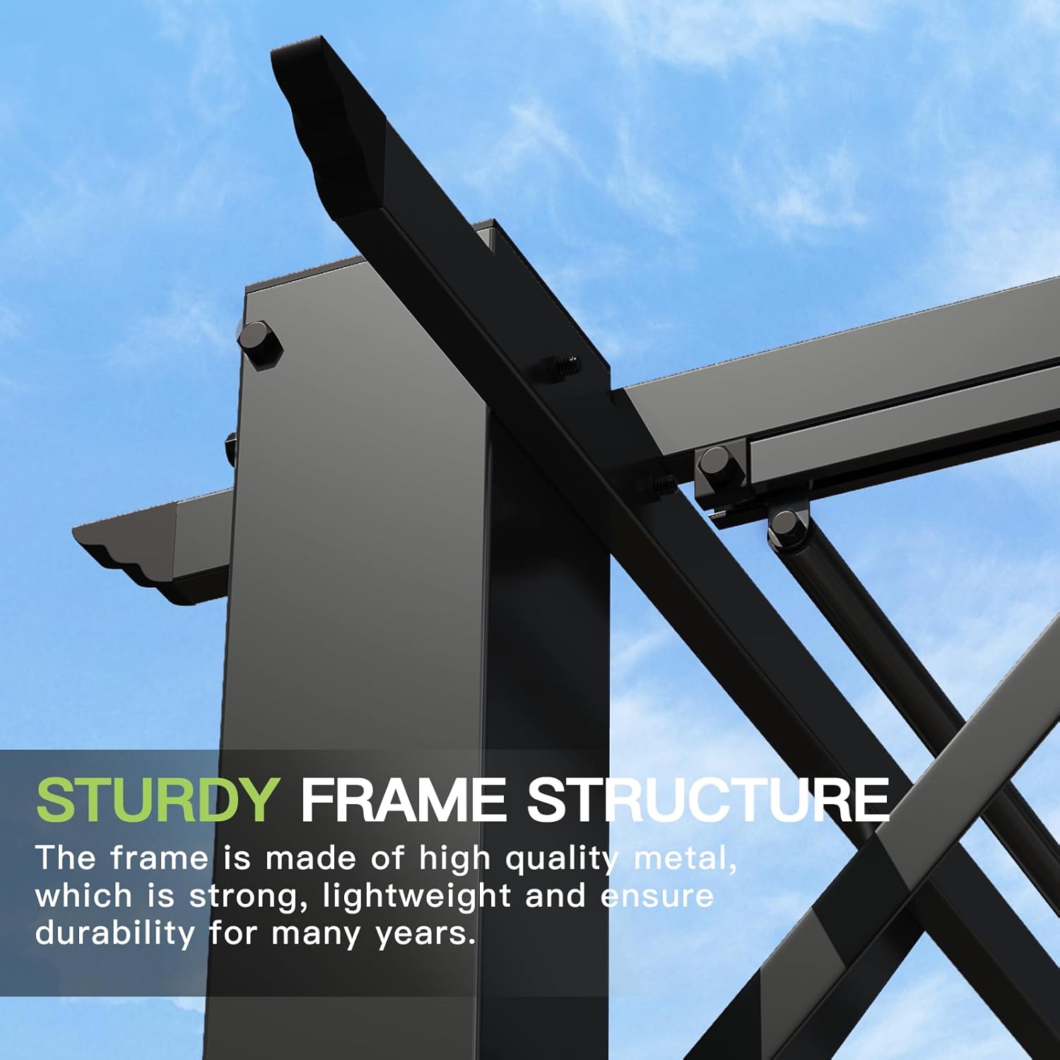 Aoxun 10'x12' Outdoor Pergola, Upgraded Canopy with Adjustable Roof, Metal Patio Pergola with Brown Sun Shade Cover for Backyard, Garden and Deck