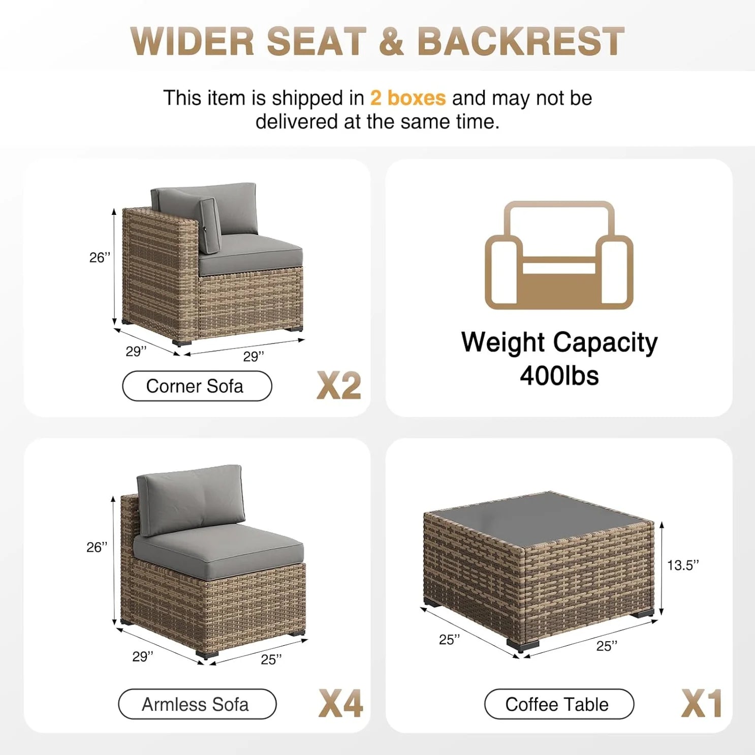 7 pcs Patio Wicker Sofa Sets