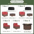 15 Piece Patio Furniture Set with 44” Fire Pit Table Wicker Rattan Outdoor Sectional Sofa Set with Coffee Table and 4” Thickened Cushions, Red (Waterproof Cover Included)