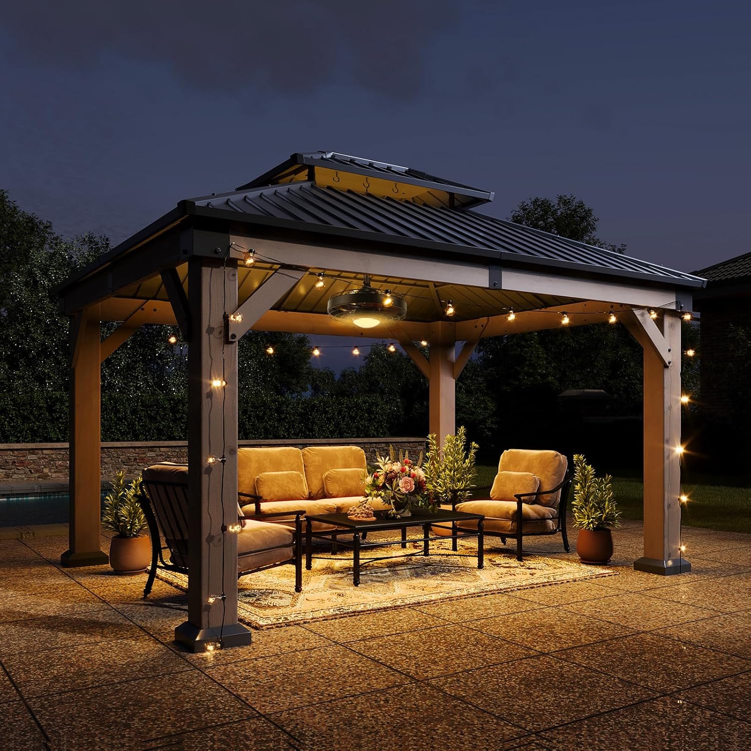 Hardtop Cedar Wood Gazebo