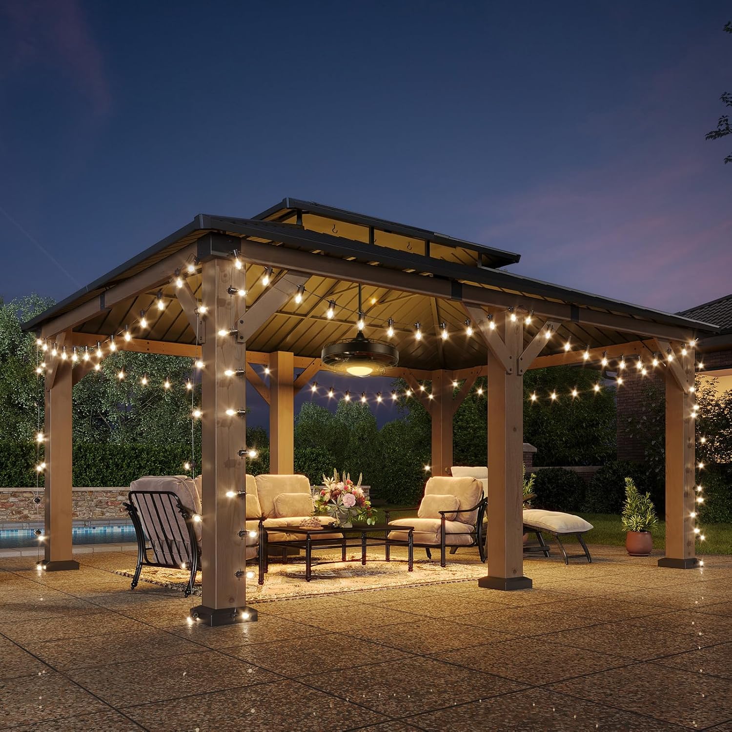 Hardtop Cedar Wood Gazebo