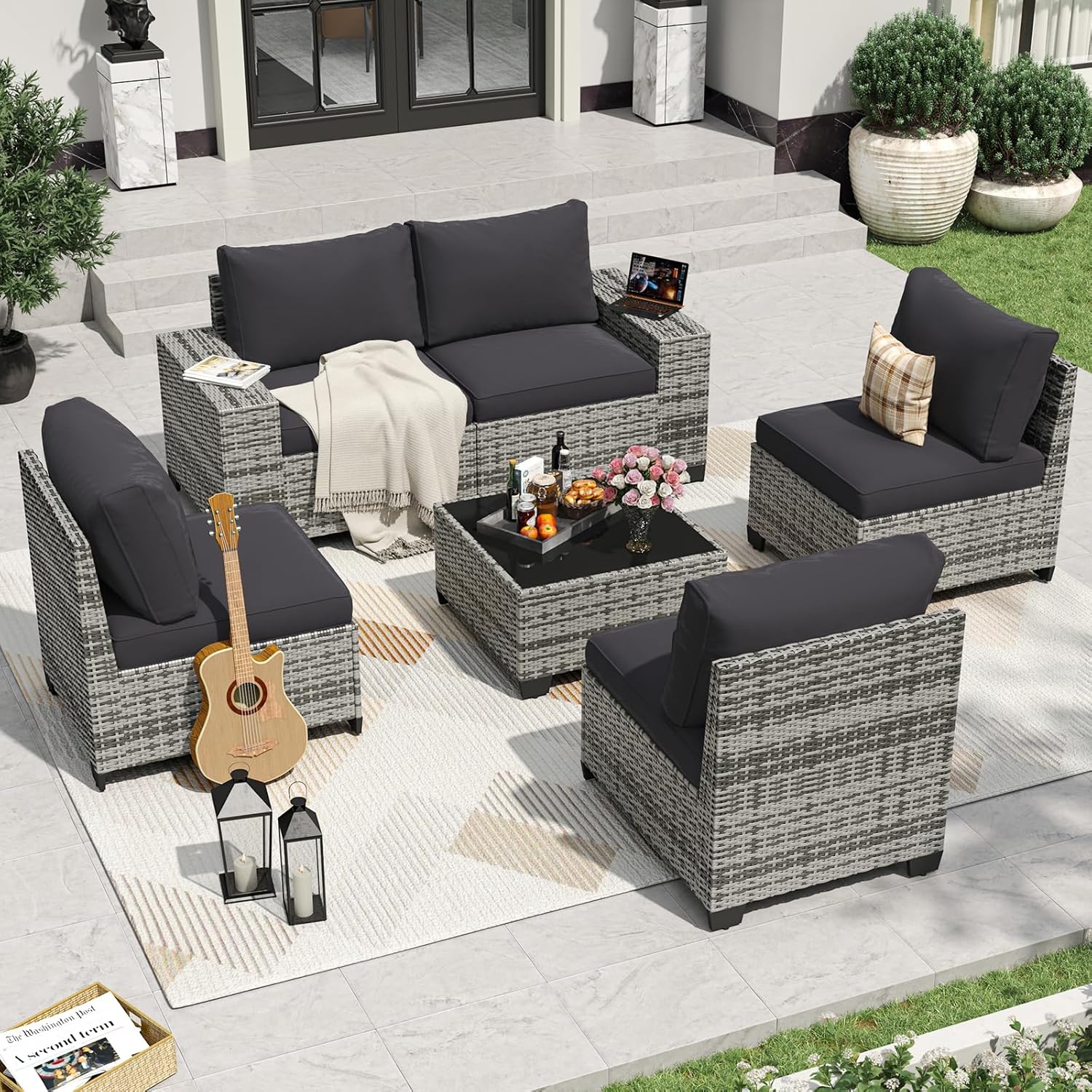 Aoxun 6 Pieces/7 Pieces Patio Furniture Set
