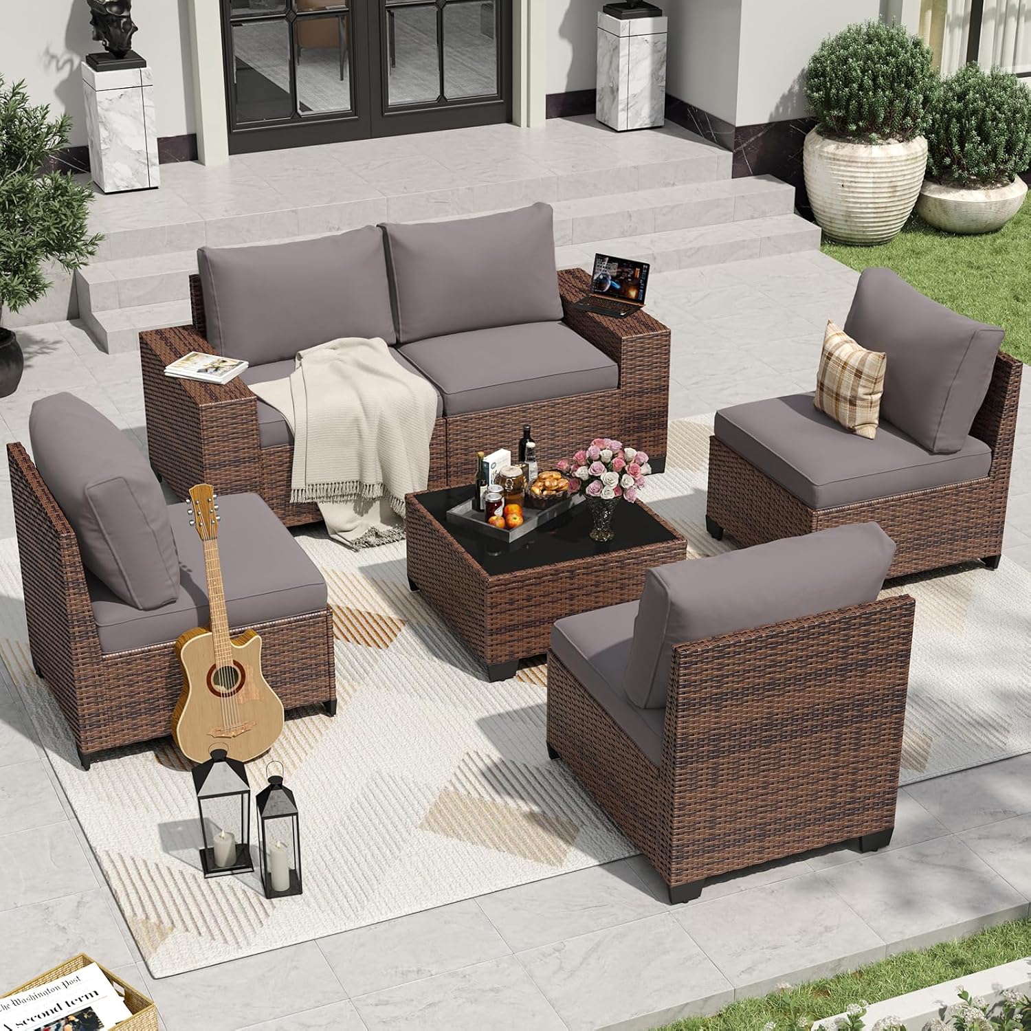 Aoxun 6 Pieces/7 Pieces Patio Furniture Set