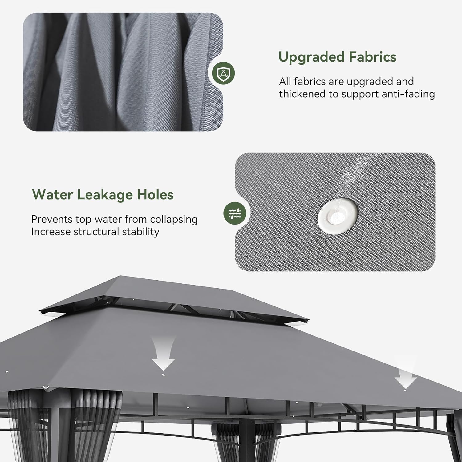 Soft Top Metal Frame Gazebo with Double Roofs