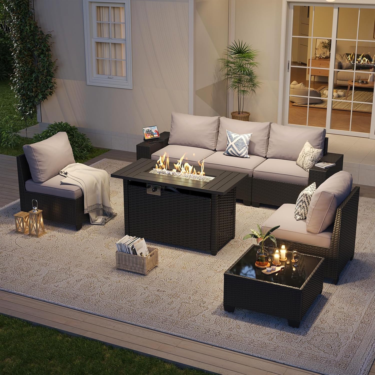 Patio Furniture Set 6 Pcs7Pcs/w Firepit9 Pcs Sofa