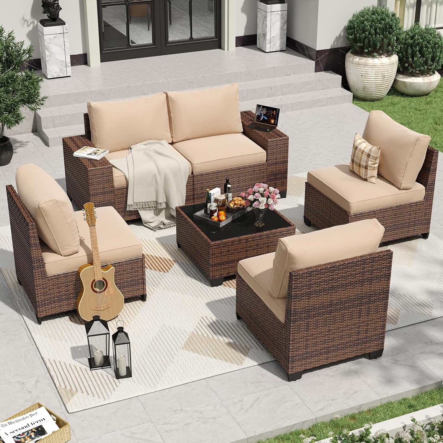 Aoxun 6 Pieces/7 Pieces Patio Furniture Set