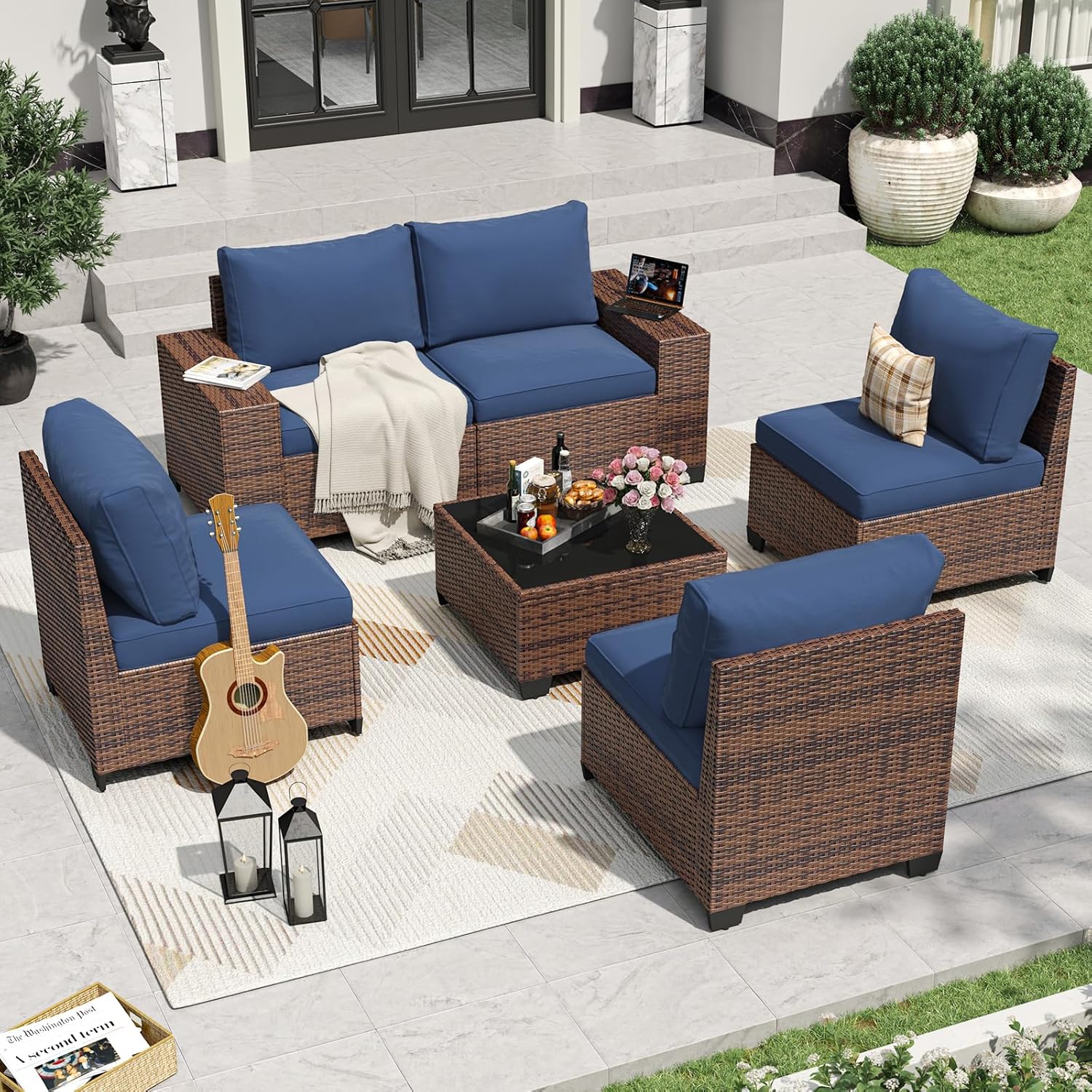 Aoxun 6 Pieces/7 Pieces Patio Furniture Set