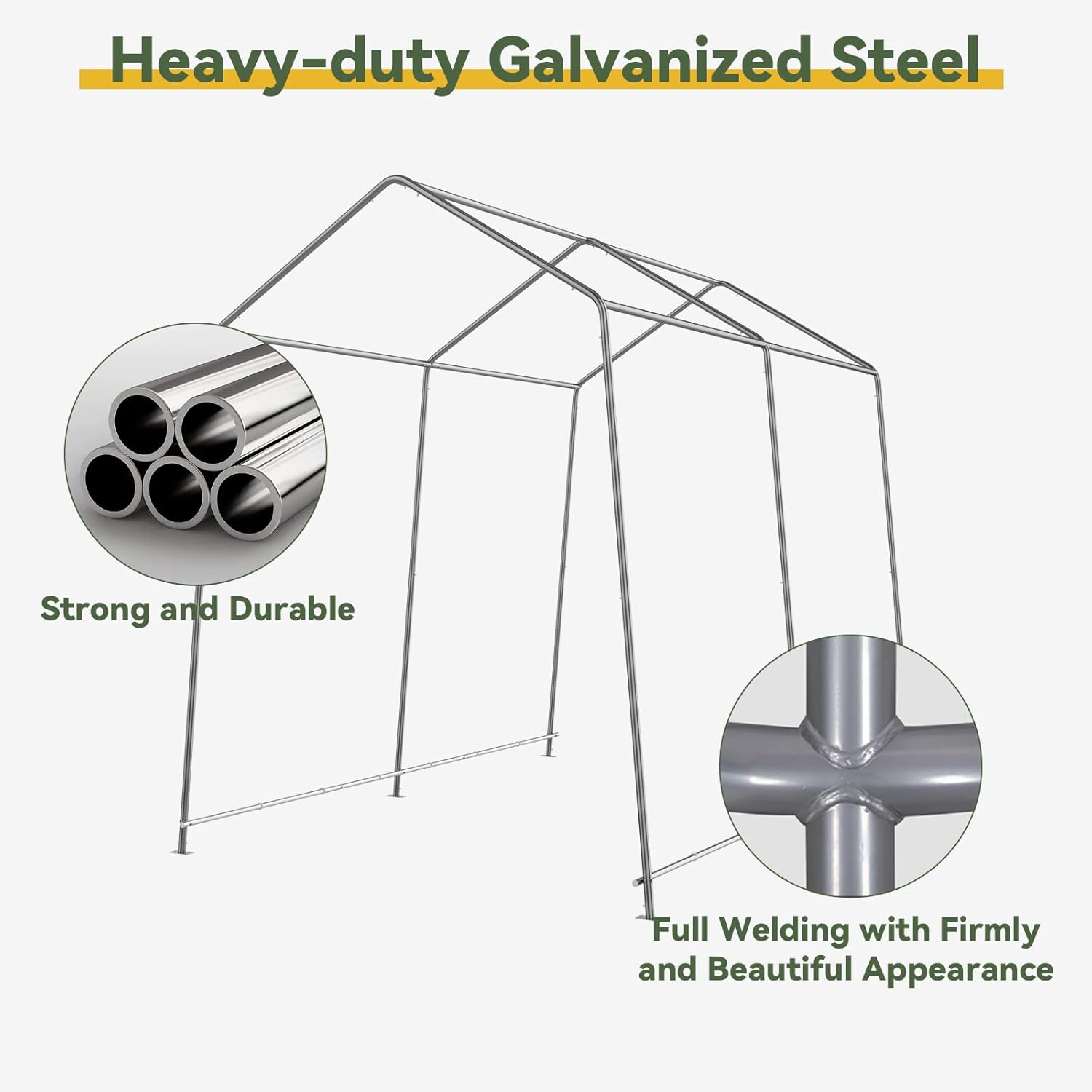 6x8x7 FT Portable Motorcycle Carport Tent with Roll-up Zipper Door and Window