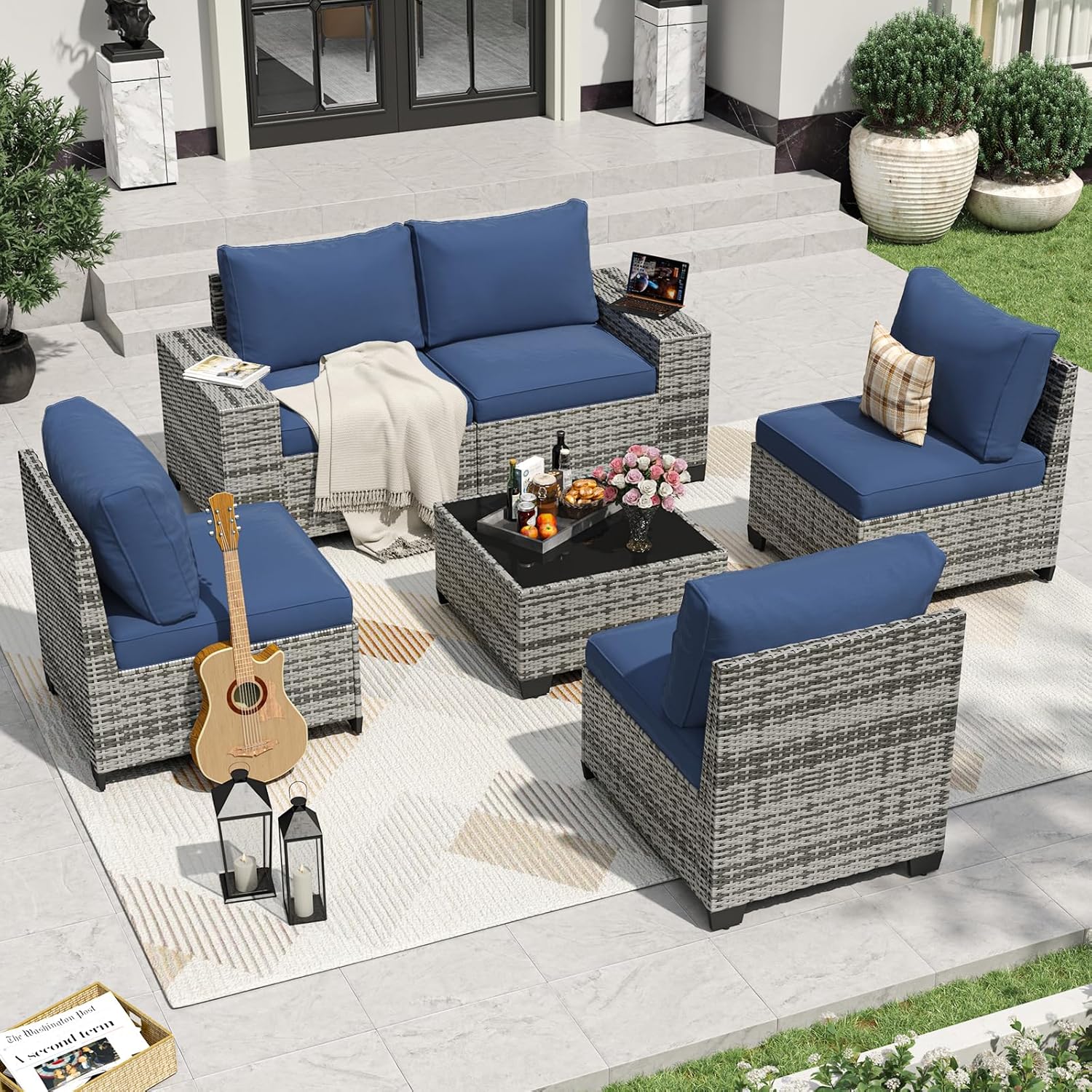 Aoxun 6 Pieces/7 Pieces Patio Furniture Set