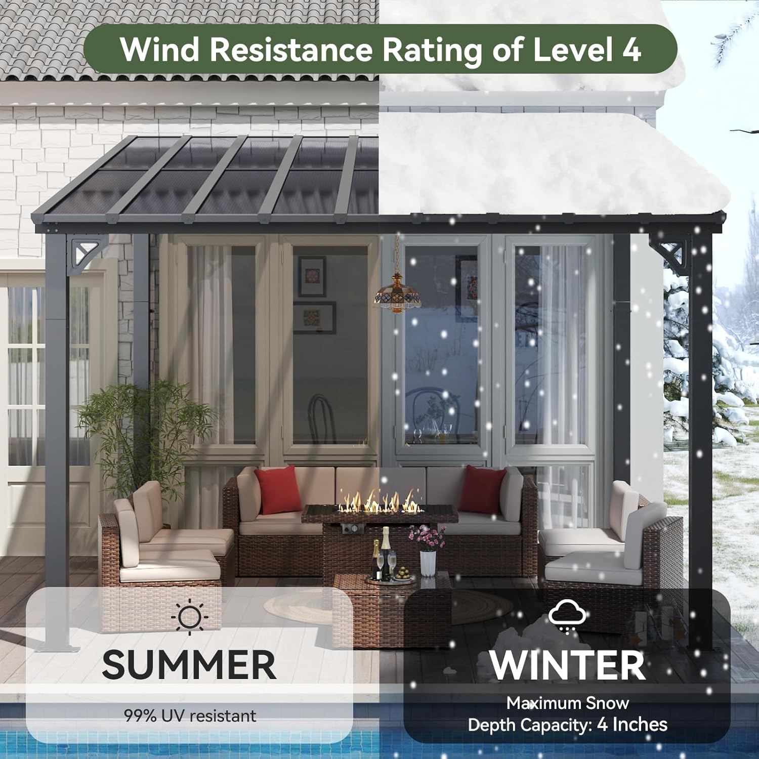 Polycarbonate Wall Mounted Lean To Gazebo