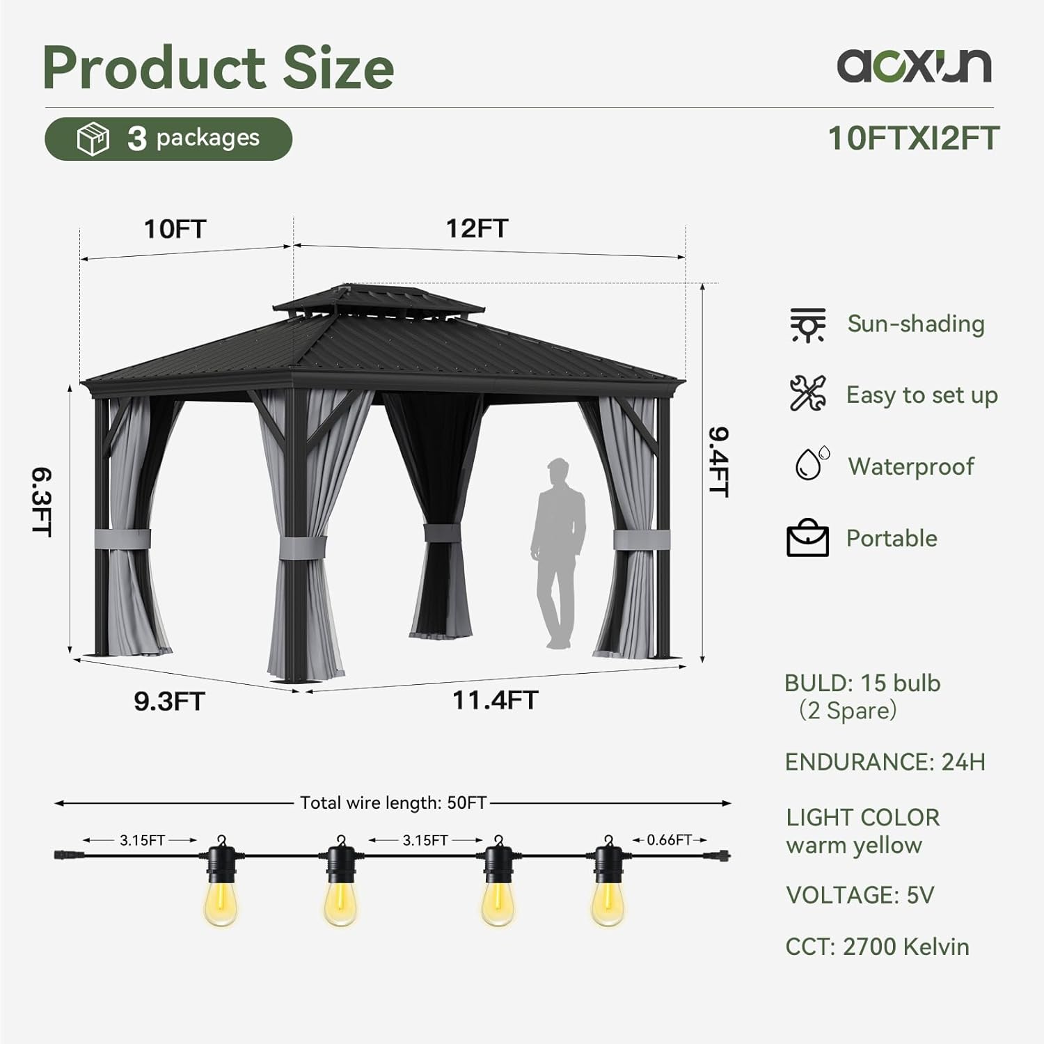 Hardtop Aluminum Gazebo with Rain Gutter