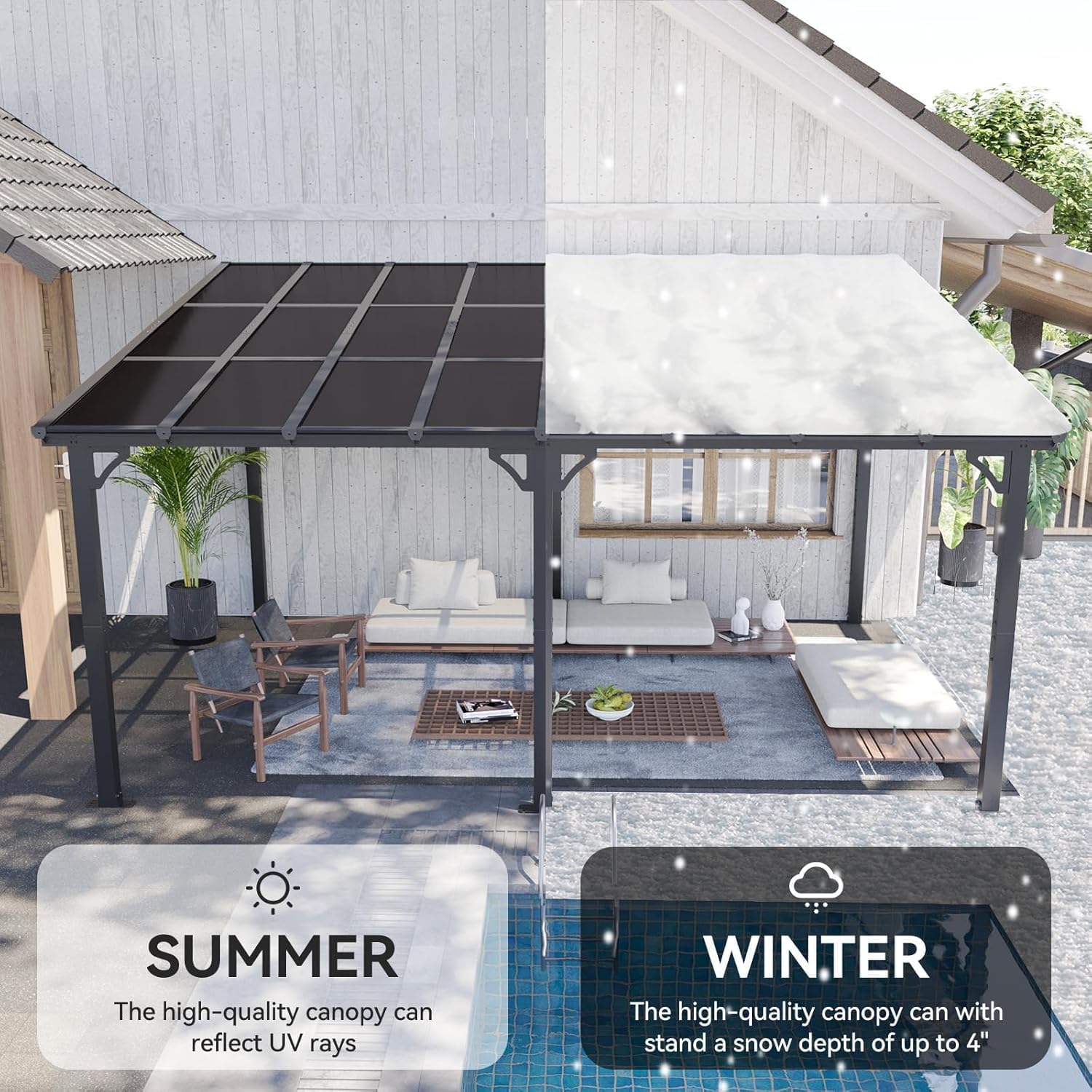 Polycarbonate Wall Mounted Lean To Gazebo