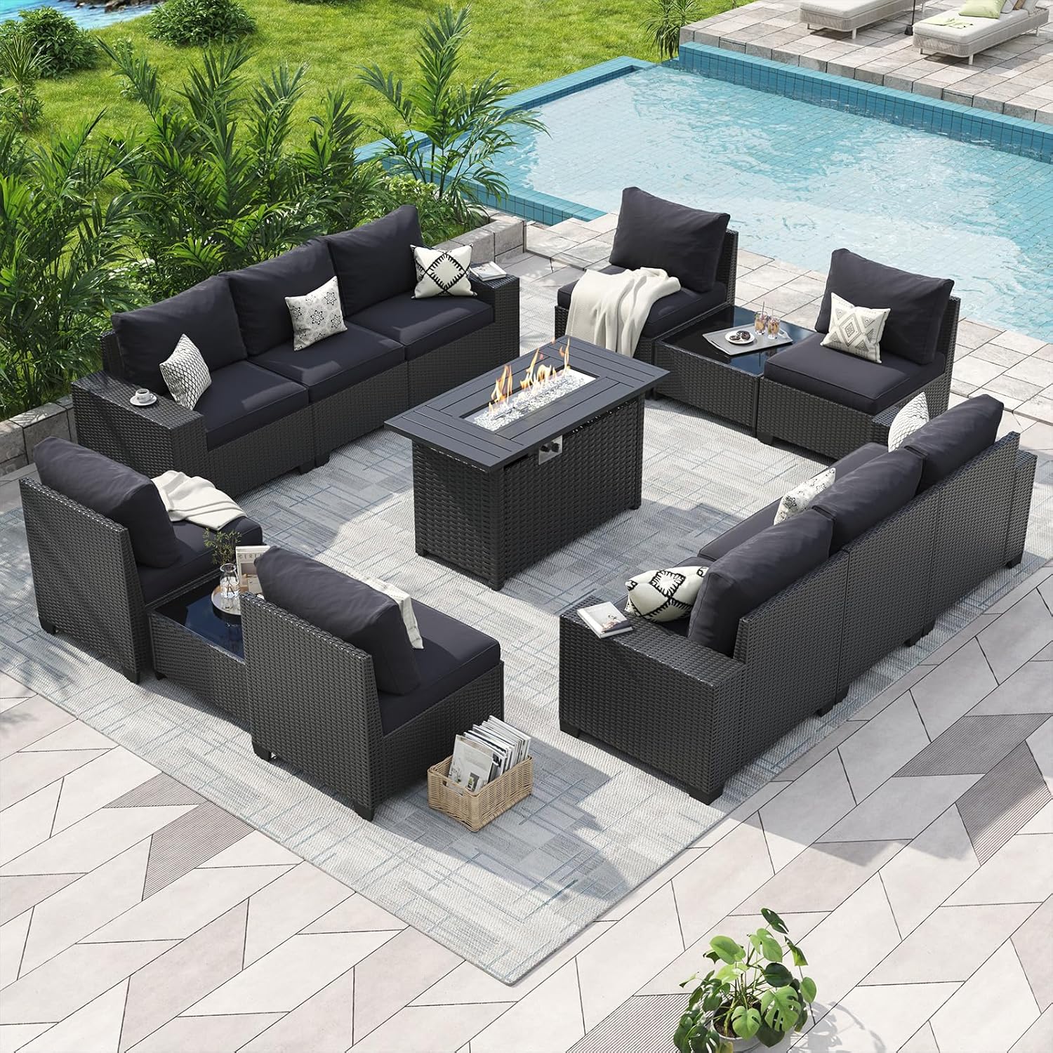 Patio Furniture Set 6 Pcs7Pcs/w Firepit9 Pcs Sofa