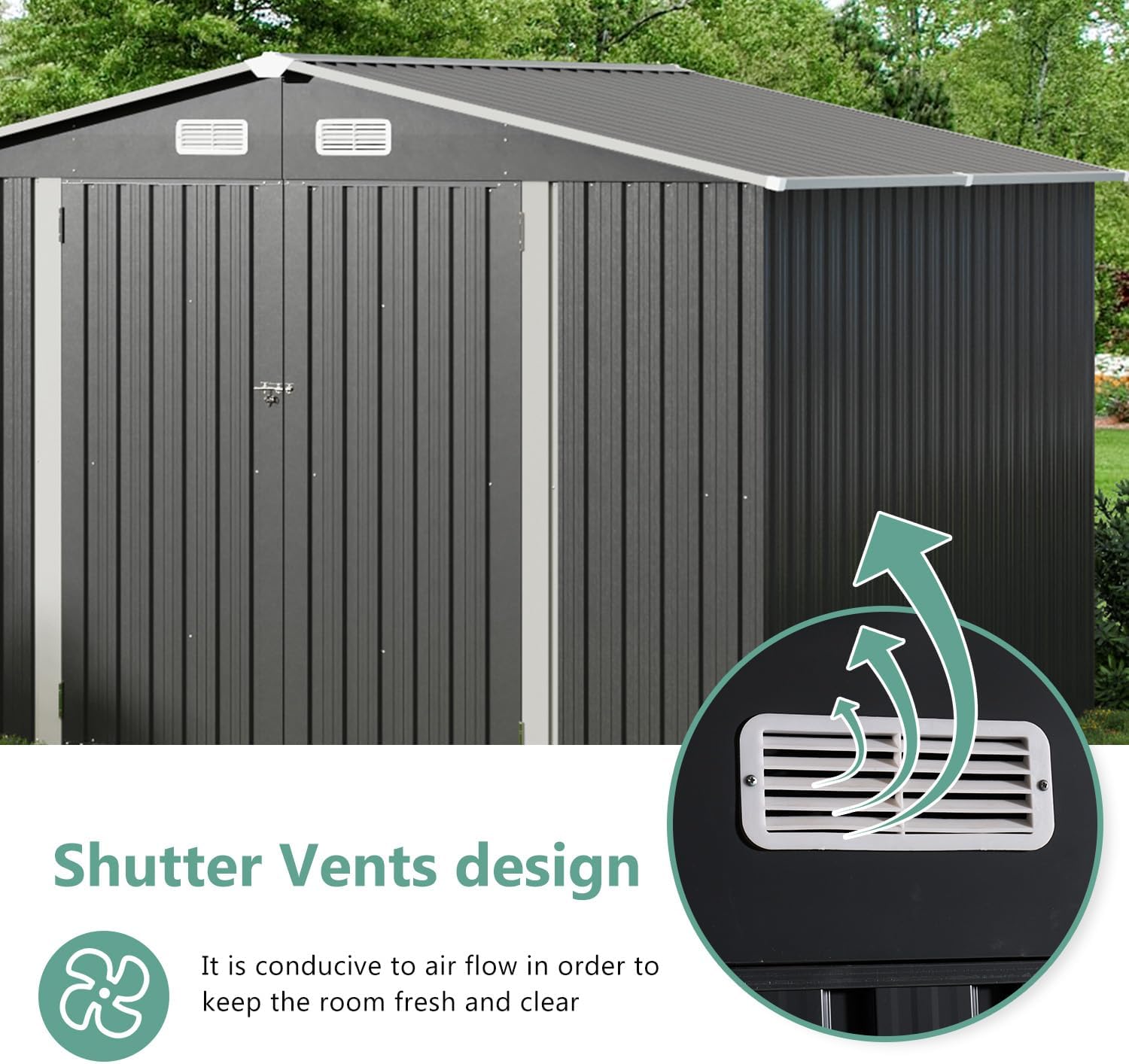 Metal Utility Shed House with Air Vent (Copy)