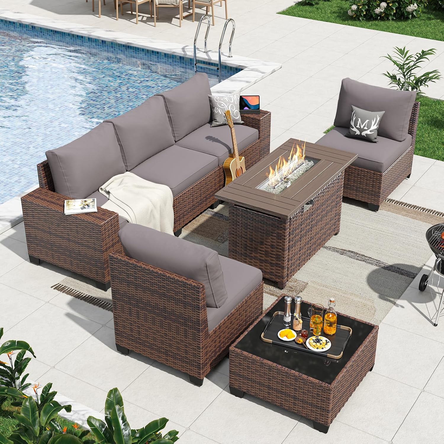 Aoxun 6 Pieces/7 Pieces Patio Furniture Set